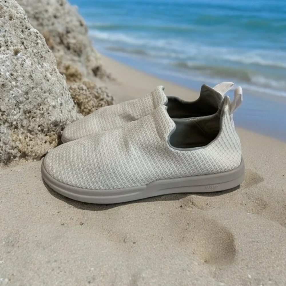 LUSSO CLOUD Jet Matte White Men’s Slip-On Waffle Canvas Shoes Size 13
